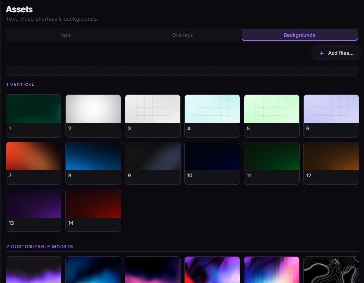 FlowCut assets — viral backgrounds inside the plugin